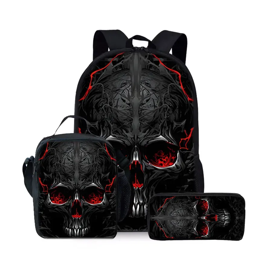sacs à dos à motif squelette en trois parties pour garçons et filles, meilleurs cadeaux, sac à dos scolaire plat 2d dessin animé pour enfants