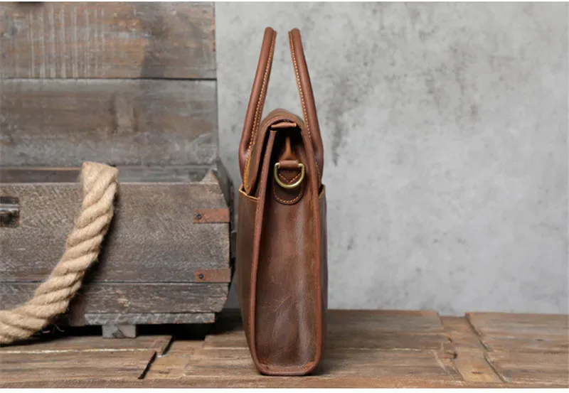 pndme – porte-documents rétro en cuir de vache crazy horse pour hommes, sac quotidien étanche pour ordinateur portable, sacs à bandoulière de travail en cuir véritable