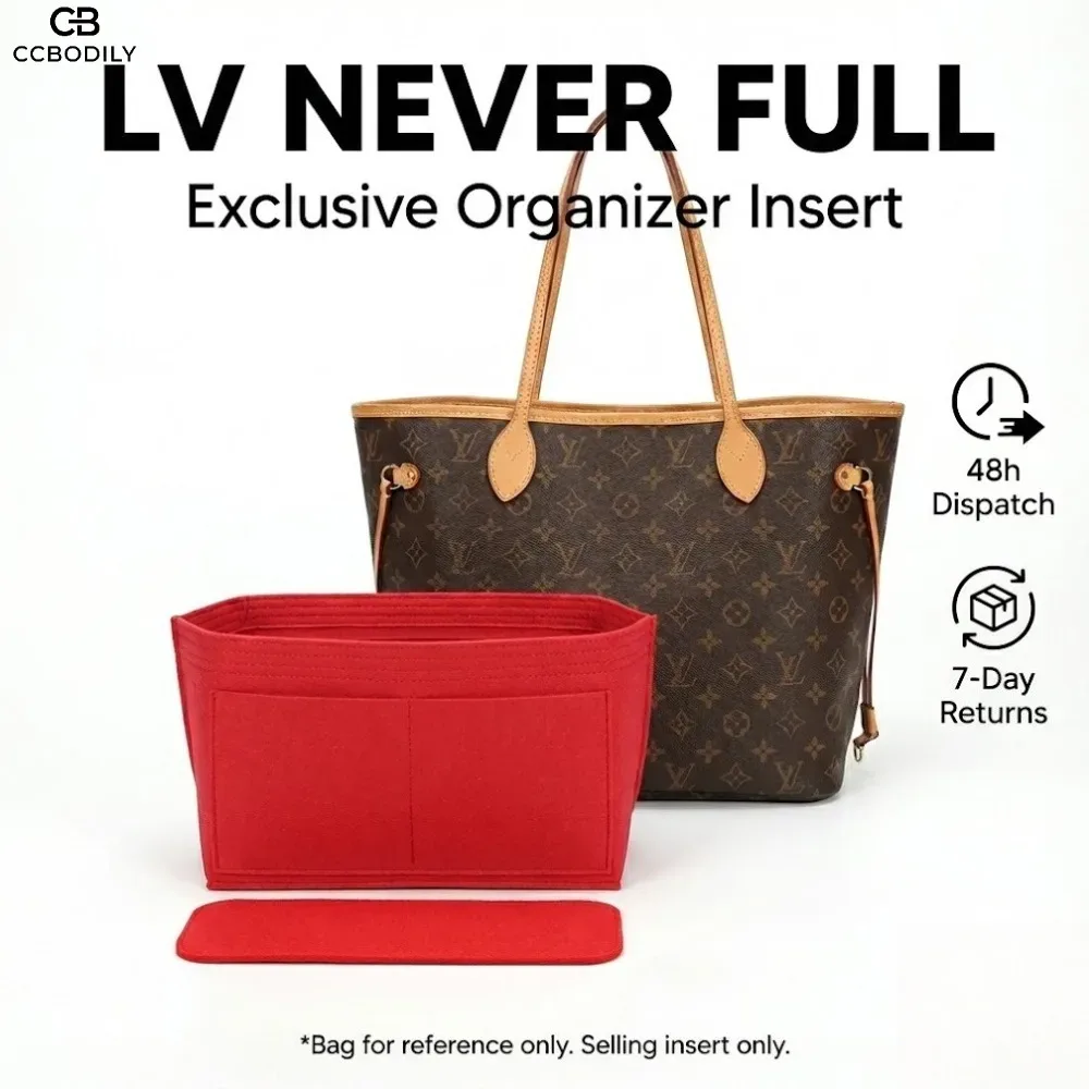insert organisateur de sac à main en feutre, adapté au sac neverfull mm gm pm dans le sac, rangement de doublure modelante, multi-poches, fermeture éclair, accessoires de sac à main