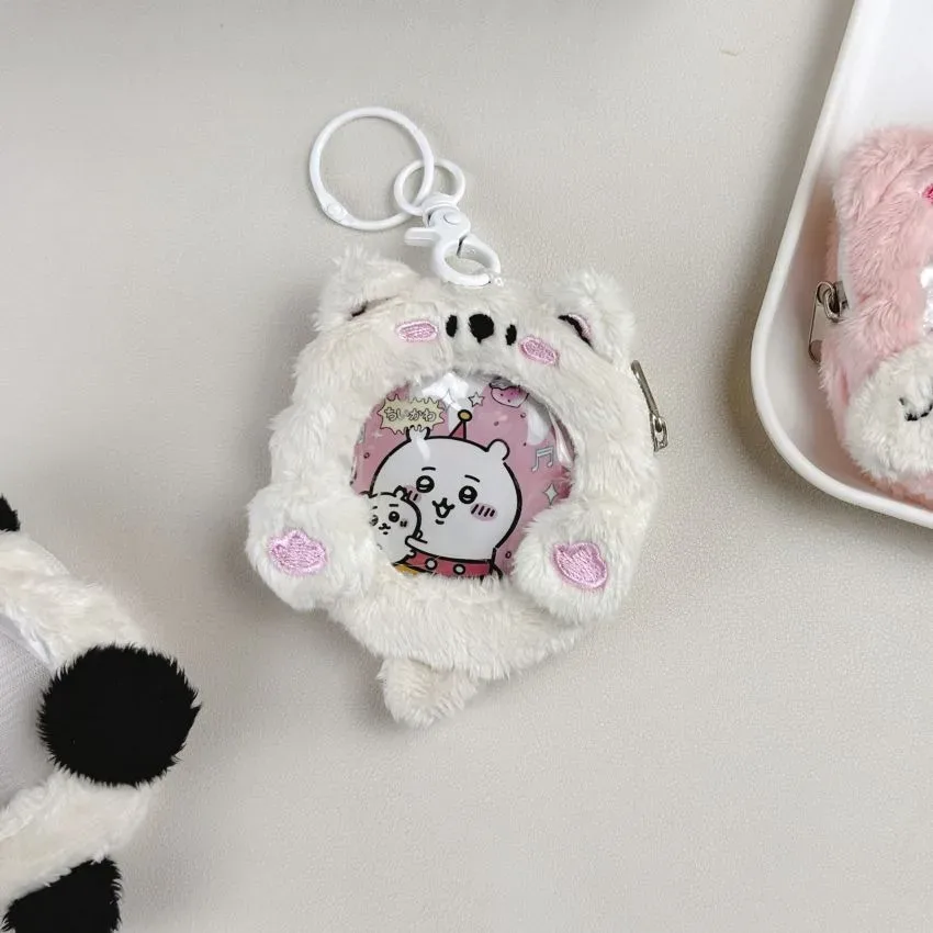 breloque de sac bouffante originale ins75/58, adorable animal en peluche, mini pochette, badge rond, housse de protection