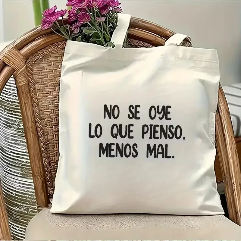 sac fourre-tout pour femme avec citation amusante en espagnol - « aqui llevo cosas de senora » (je porte des choses de femme) pour le shopping, les trajets quotidiens, les fêtes.