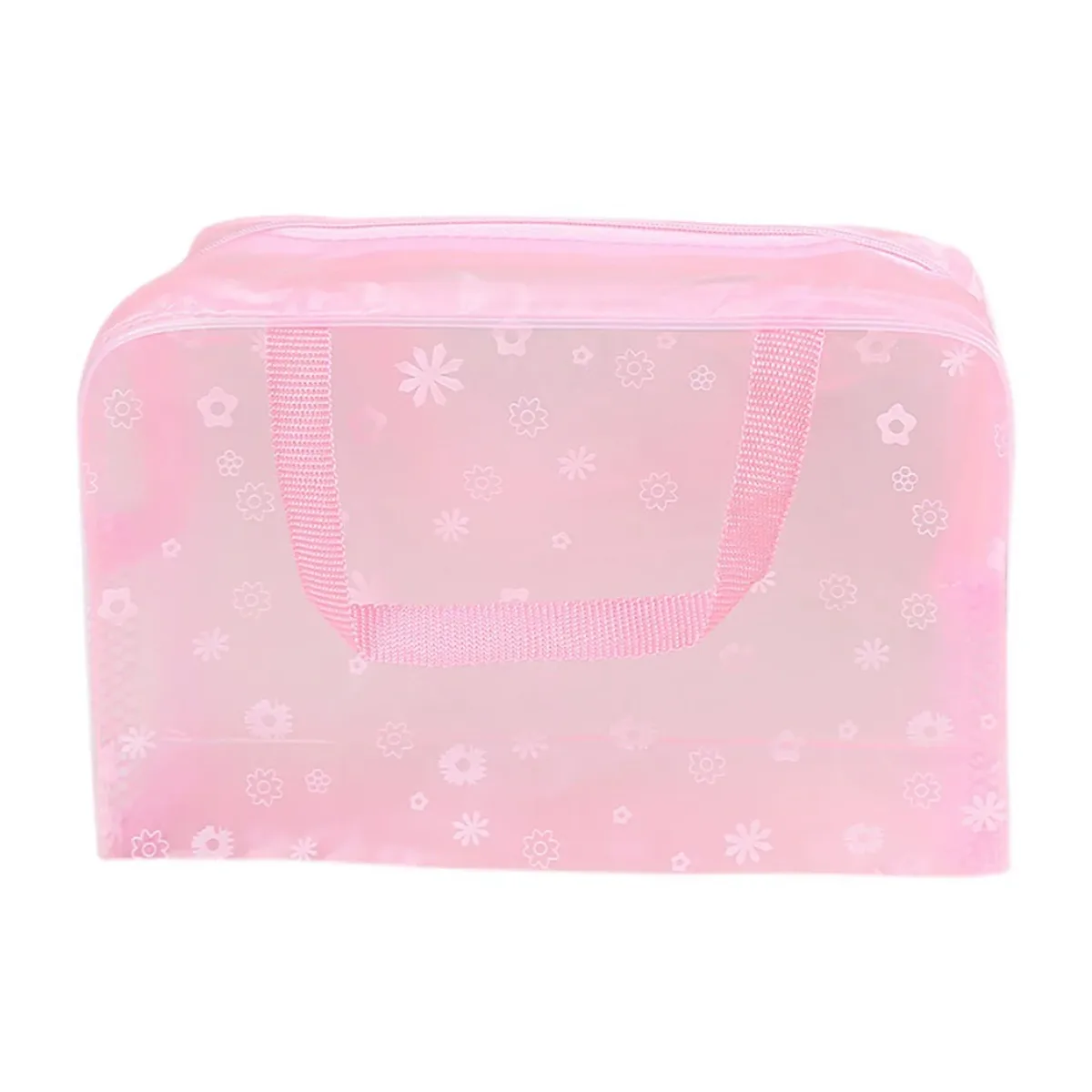 sac de maquillage transparent étanche en pvc, avec fermeture éclair et poignée, pour voyage, salle de bain, rangement, organisateur de cosmétiques