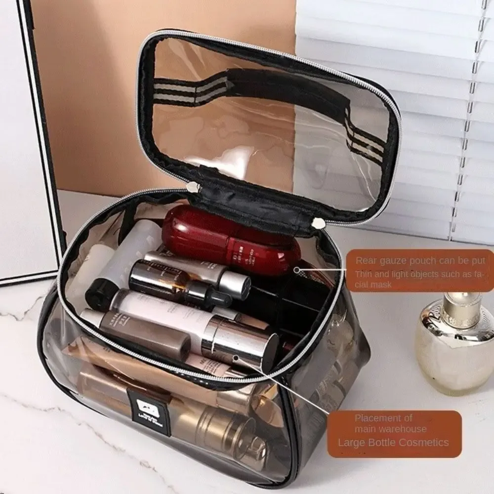 nouvelle trousse de toilette en pvc, grande capacité, imperméable, transparente, à main, pour organiser les articles de toilette, pour femmes