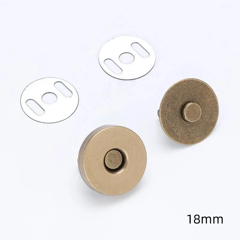 10 pièces/paquet, pas besoin de coudre, pour sac à main, sac à bandoulière en cuir, porte-monnaie, fermoir magnétique à bouton-pression, diamètre 14 mm, 18 mm