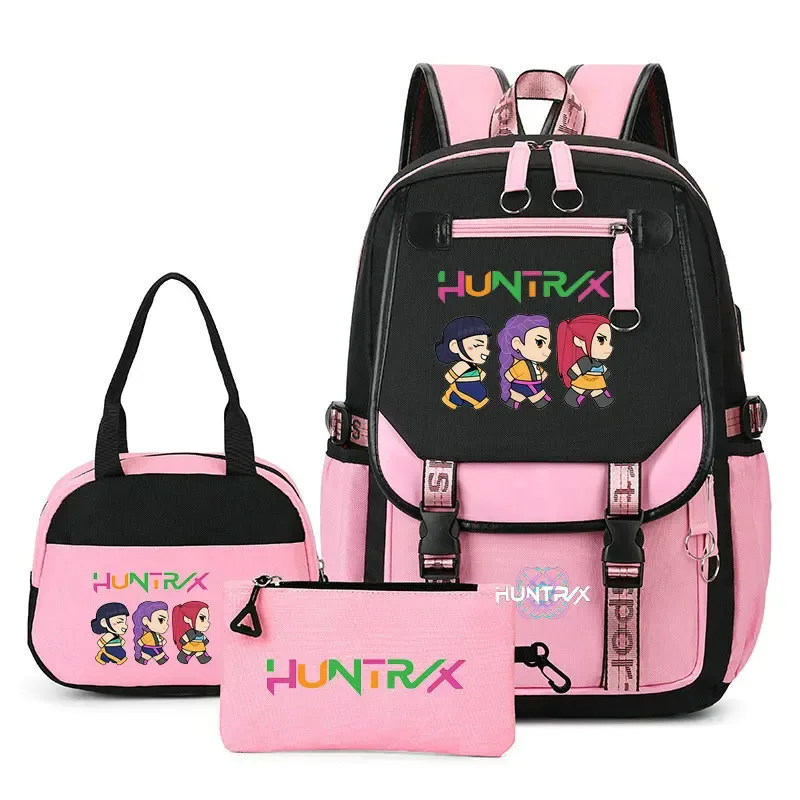 sacs à dos tendance k-pop demon hunters pour adolescentes, sacs à bandoulière, trousse à crayons, ensemble de sacs d'école pour étudiants, sac de voyage mochila