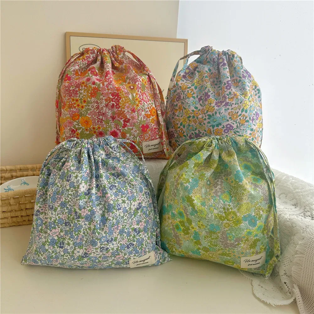 sac à cordon 25x26cm, organisateur portable, cosmétiques, rangement de voyage à domicile, sacs suspendus à fleurs imprimées, sacs pour maman