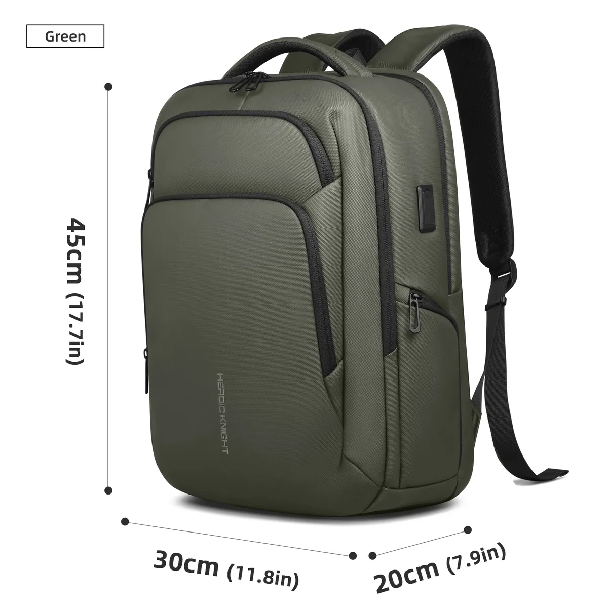 sac à dos pour ordinateur portable heroic knight pour le travail, tissu oxford imperméable, grande capacité avec charge usb, sac à dos portable pour homme