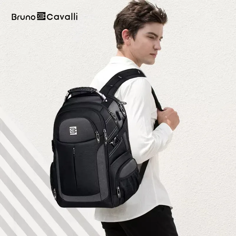 brunocavalmovies-sacs à dos pour ordinateur portable pour hommes et femmes, sac de voyage à la mode, sac à dos scolaire étanche, grande capacité, 17 pouces