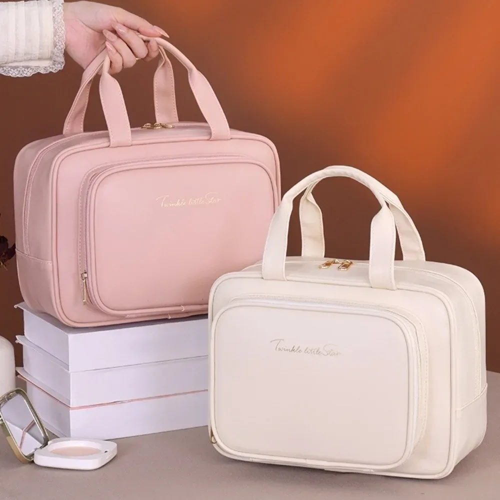 sac de rangement simple pour maquillage, poignée, grande capacité, conteneur cosmétique, multifonctionnel, portable, trousse de toilette de voyage, rangement pour câbles de données