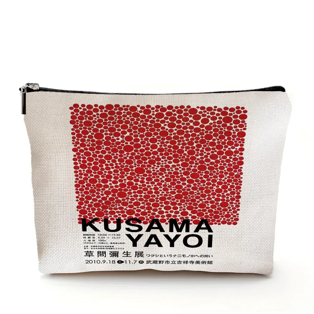 yayoi kusama pochette de maquillage japonais pop art à pois art design floral étui à cosmétiques mode dame beauté sac de rangement à la mode