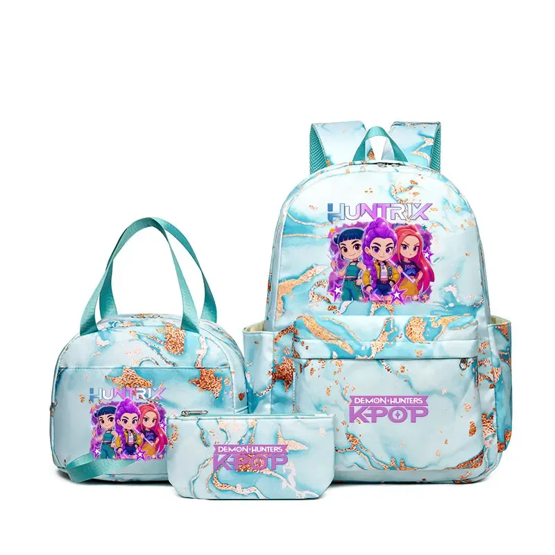 sacs à dos kpop demon hunters avec sacs à déjeuner, sacs d'école légers pour étudiants et adolescents, sac de voyage décontracté pour femmes, 3 pièces/ensembles