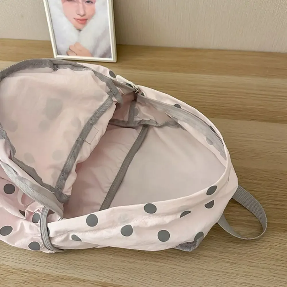 sac à dos tendance à pois, minimaliste, grande capacité, en nylon, avec broderie chat, léger, pour étudiant, cadeau