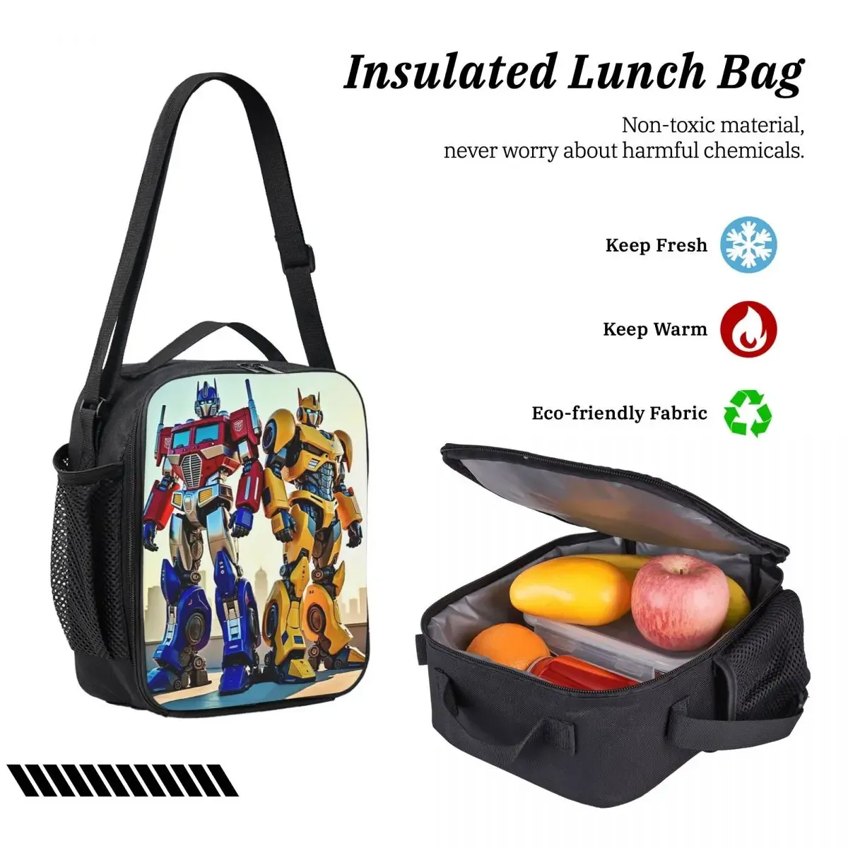 sac à dos optimus prime pour étudiants, garçons et filles, sac d'école, sac à bandoulière pour ordinateur portable, sac à déjeuner isotherme, trousse à crayons, 3 pièces