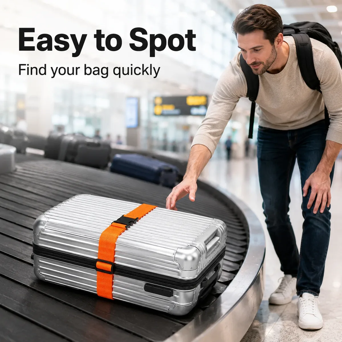 sangles de bagages droites en polyester, 2 pièces, avec boucle de déverrouillage réglable, accessoire de voyage unisexe
