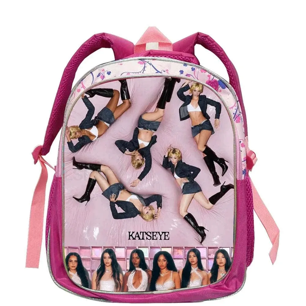 sacs à dos tendance katseye roses pour enfants, sacs d'école pour adolescentes et adolescents, sac à dos décontracté et tendance 12 pouces