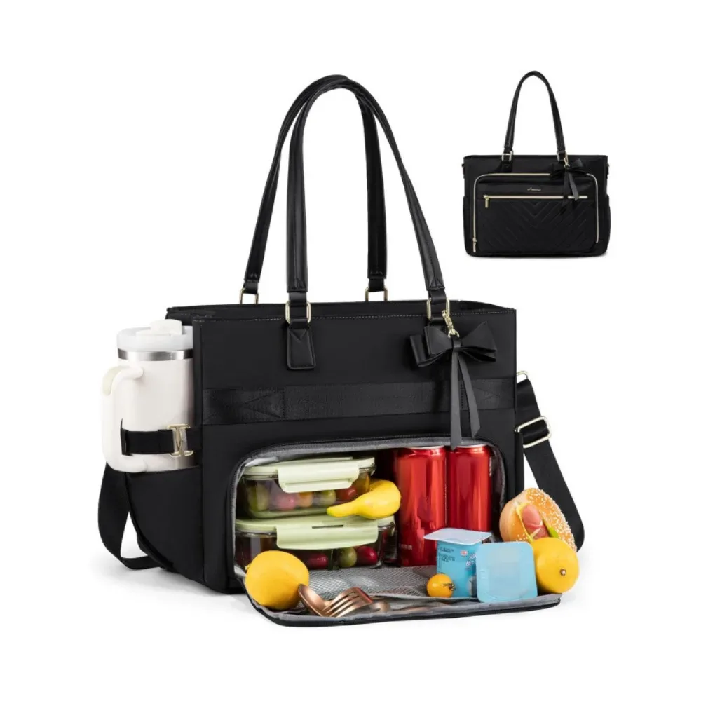 sac isotherme élégant grande capacité avec porte-gobelet, design 3-en-1, sac de travail, sac décontracté élégant résistant à l'eau, sac de voyage