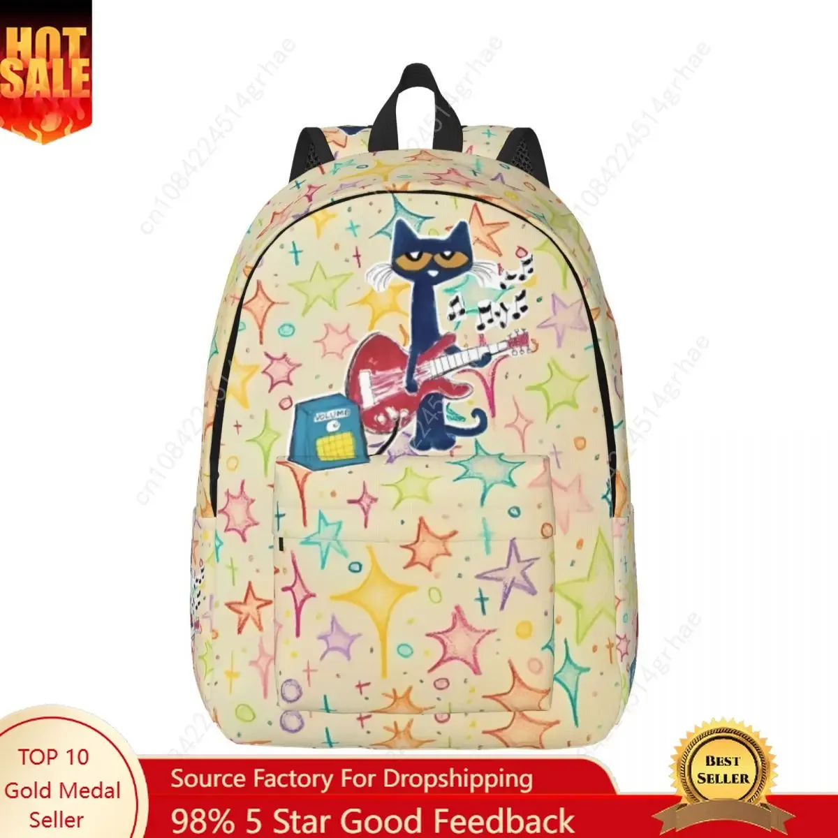 Sac à dos décontracté Pete le chat « I Love My White Shoes » pour homme et femme, idéal pour l'école, le travail, les activités de plein air, avec motif de chats de dessin animé