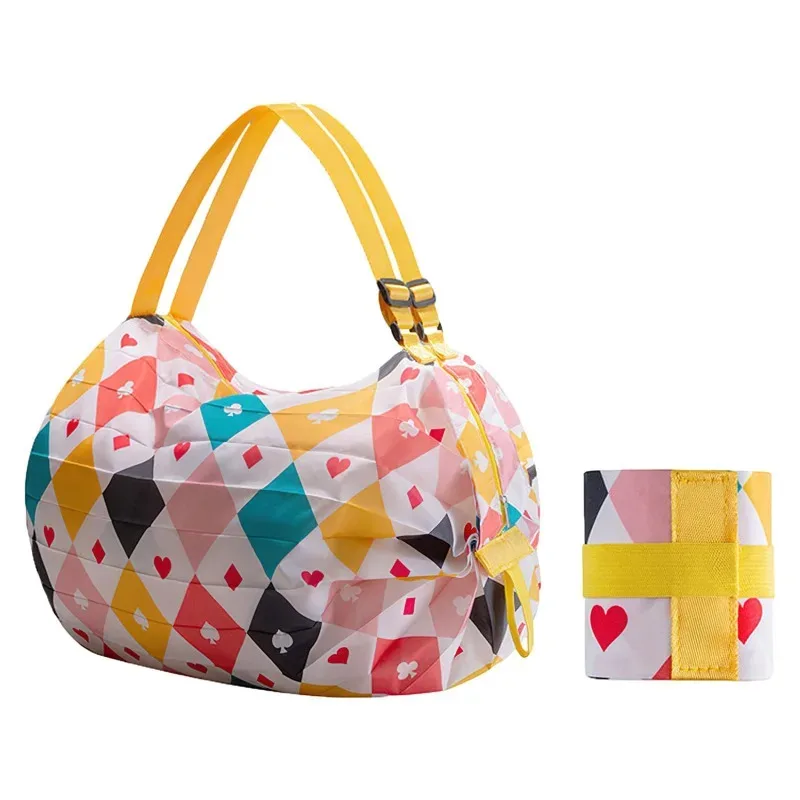 grand sac de courses pliable, sac écologique réutilisable, paquet d'épicerie, sacs de rangement de jouets de plage, pochette d'épaule imprimée chat citron, fourre-tout