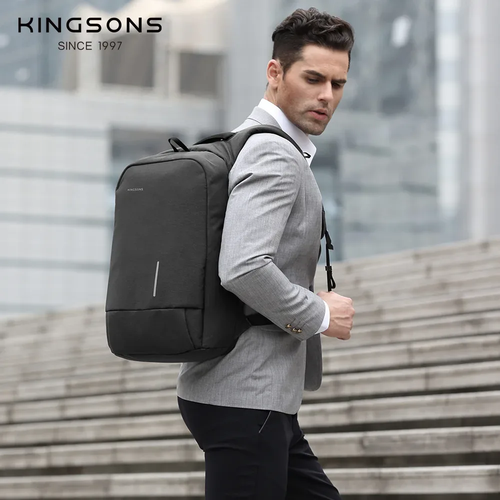 kingsons-sac à dos antivol étanche avec port de chargement usb, sac à dos pour ordinateur portable, ouverture à 13.3 °, hommes et femmes, peintures, 15.6 pouces, 17.3 pouces, 180 pouces