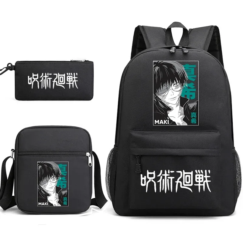 sac à dos anime jujutsu kaisen, trousse à crayons, ensemble de 3 pièces, sac à dos léger pour enfants et adolescents