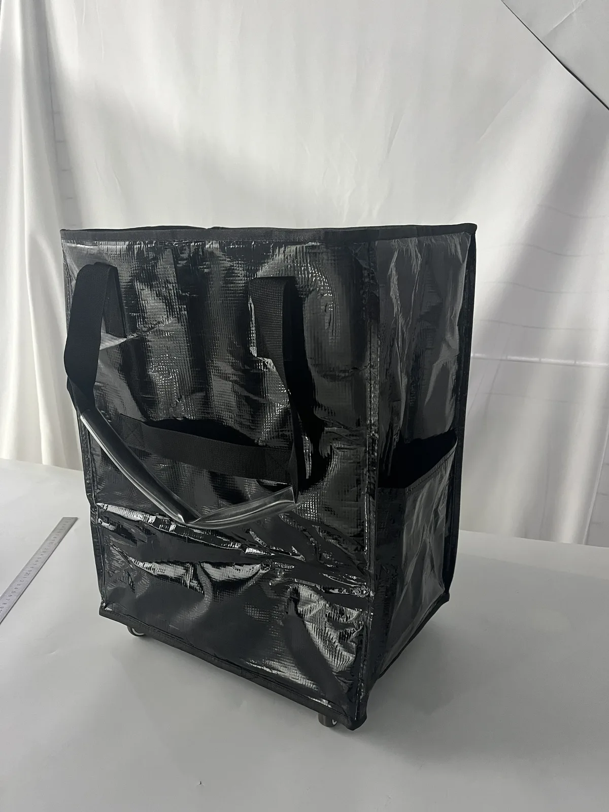 sac de transport à roulettes grande capacité, pliable, réutilisable, sac de courses, organisateur de rangement portable 40x30x50cm