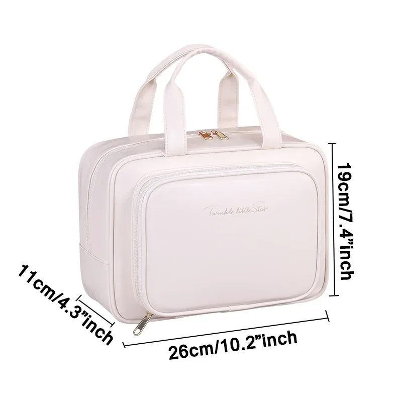 sac à cosmétiques en pu de grande capacité, organisateur de maquillage portable, options pour les voyages et l'usage quotidien, rangement pour cosmétiques et articles de toilette