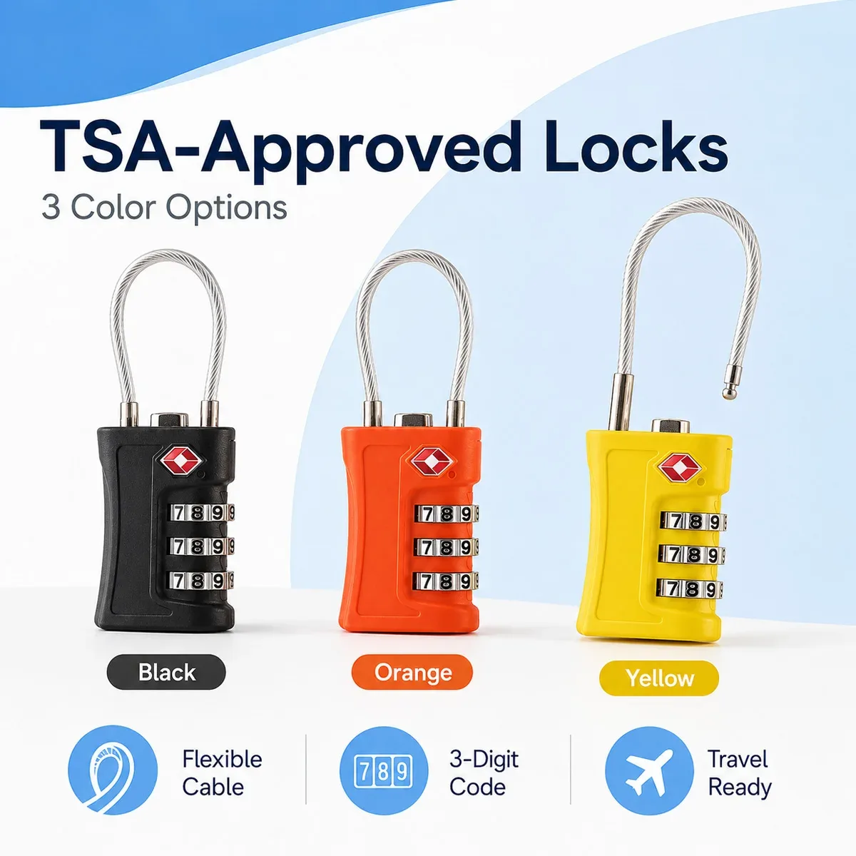cadenas de voyage tsa à combinaison réinitialisable pour valises, sacs à dos, casiers de gym et étuis