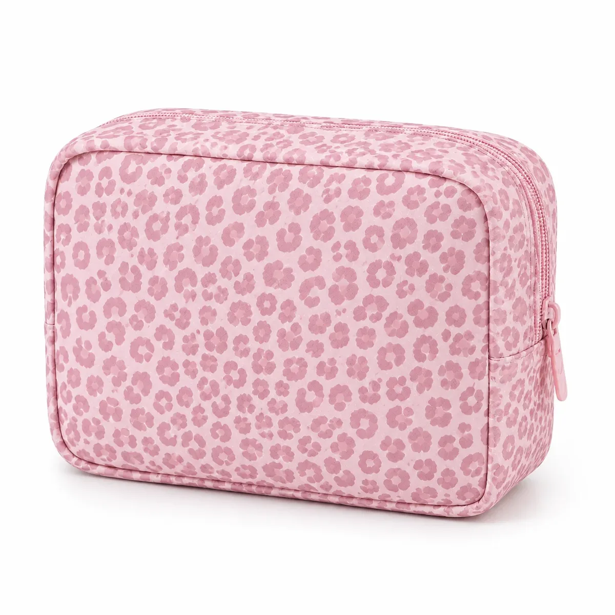 trousse à cosmétiques rose à motif léopard, trousse de maquillage souple à fermeture éclair, organiseur de toilette de voyage, pochette de beauté, étui de rangement pour cosmétiques pour femmes