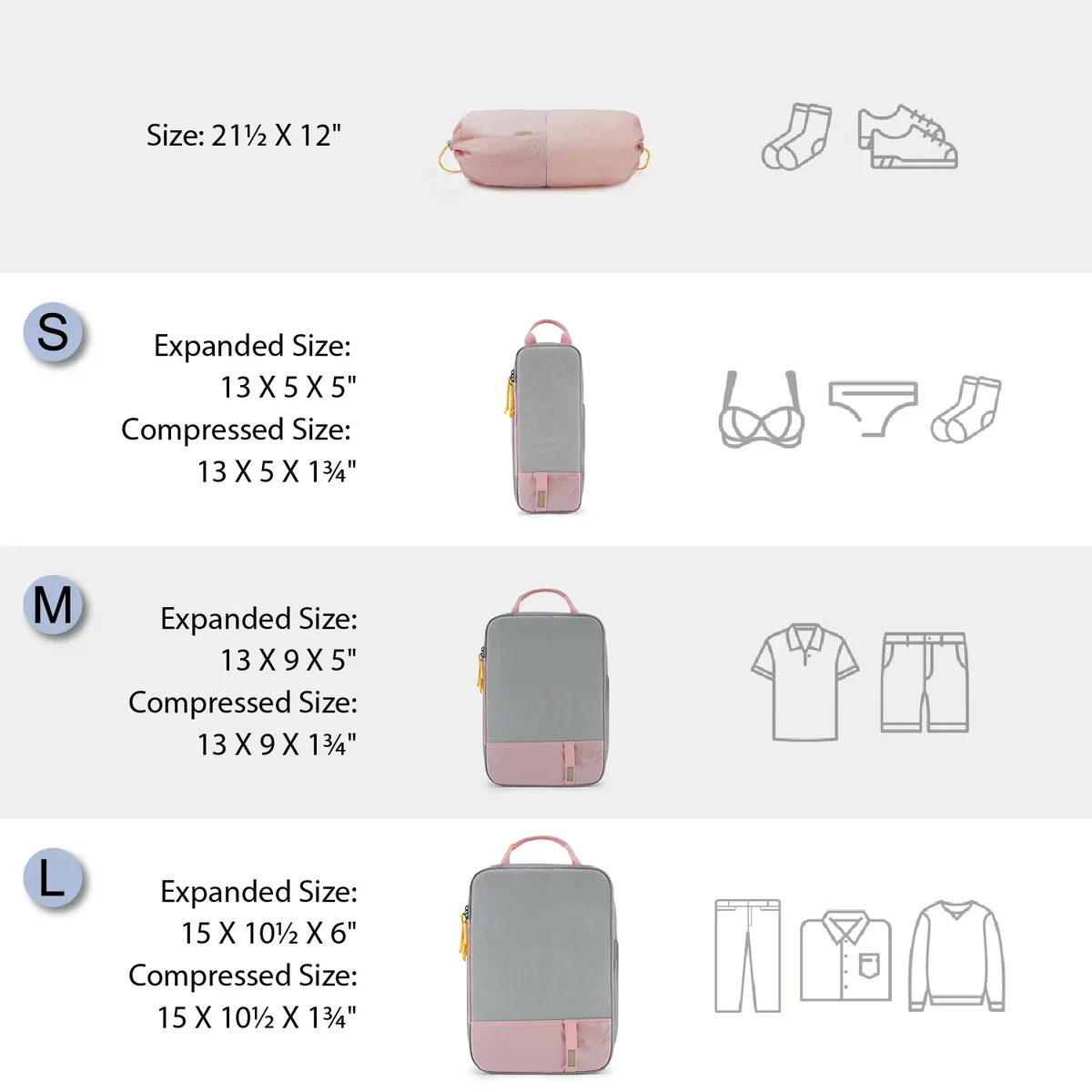 bagsmart-cubes d'emballage de compression pour voyage, sacs à bagages légers et durables, essentiels de voyage, ensemble de 6, 4/2