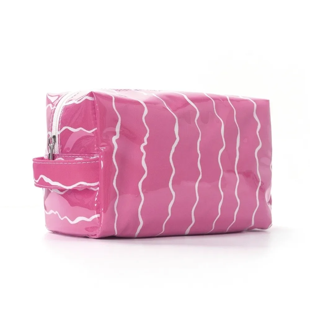 sac de voyage pour femmes de grande capacité, étanche en pvc, sac cosmétique durable à motif ondulé.