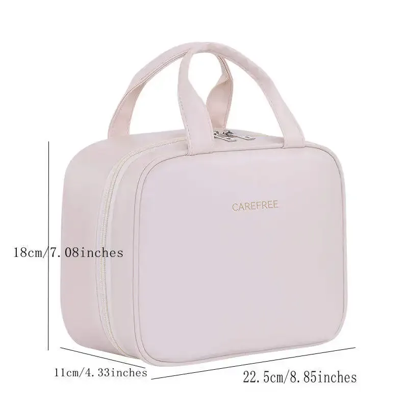 sac de rangement de cosmétiques à deux étages, espace de rangement surdimensionné avec poignées et plusieurs poches, trousse de toilette en matériau pu