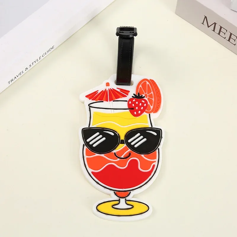 étiquette de bagage en silicone, 1 pièce, dessin animé mignon, animal créatif, étiquette de valise, nom d'identification, petit pendentif, accessoires de voyage