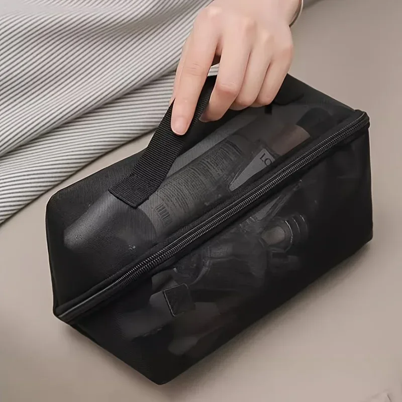 trousse de toilette grande capacité, sac de rangement transparent à fermeture éclair, trousse de toilette de voyage portable et visible