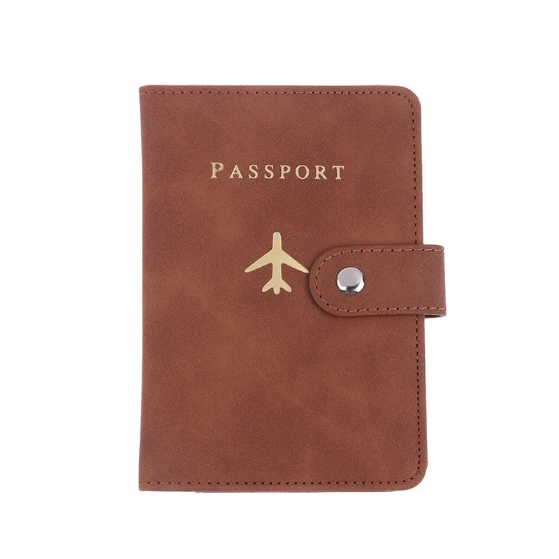 porte-carte d'identité en cuir pu, 1 pièce, avec fermoir d'avion, couverture de passeport de voyage, plusieurs fentes pour cartes, porte-passeport, organisateur de voyage unisexe