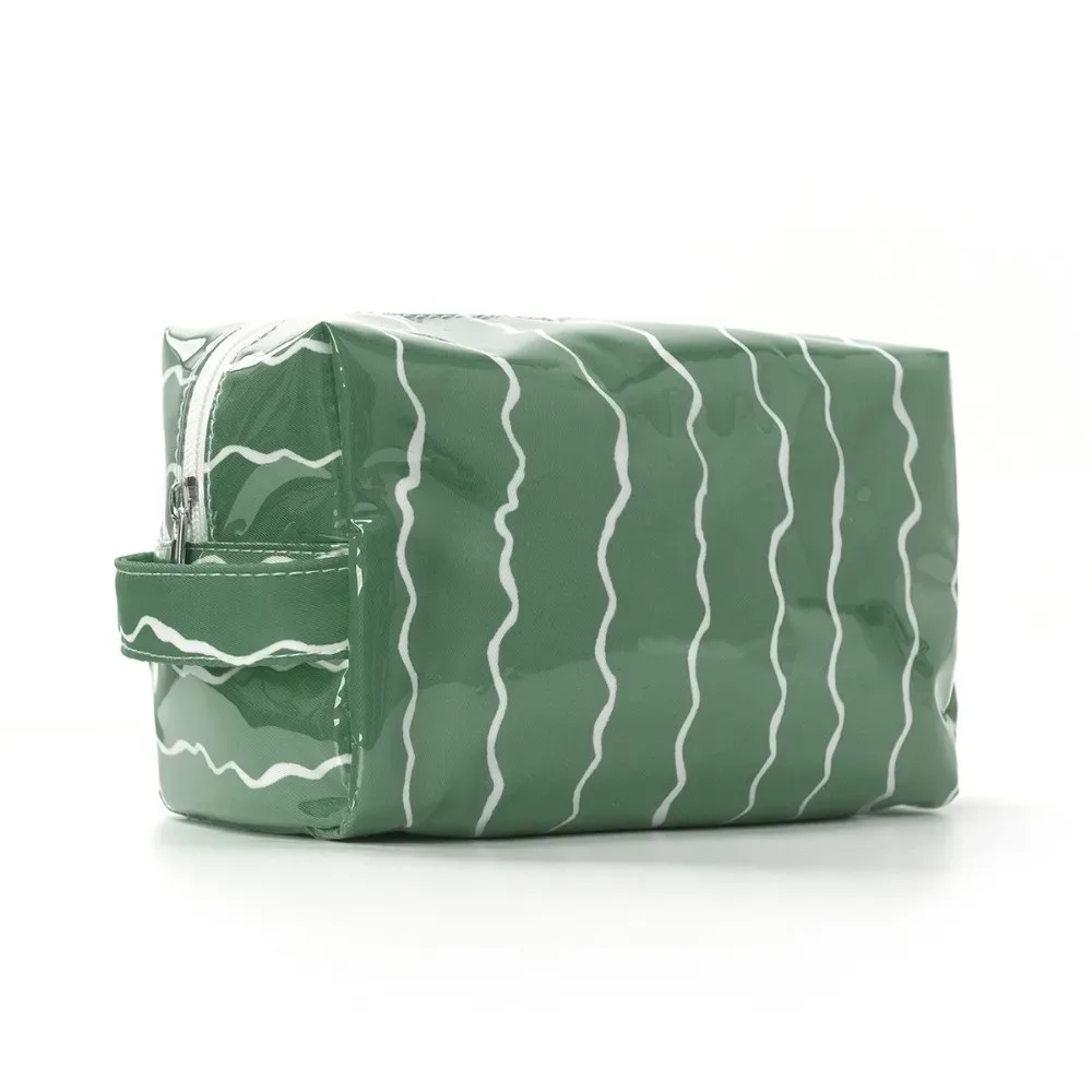 sac de voyage pour femmes de grande capacité, étanche en pvc, sac cosmétique durable à motif ondulé.