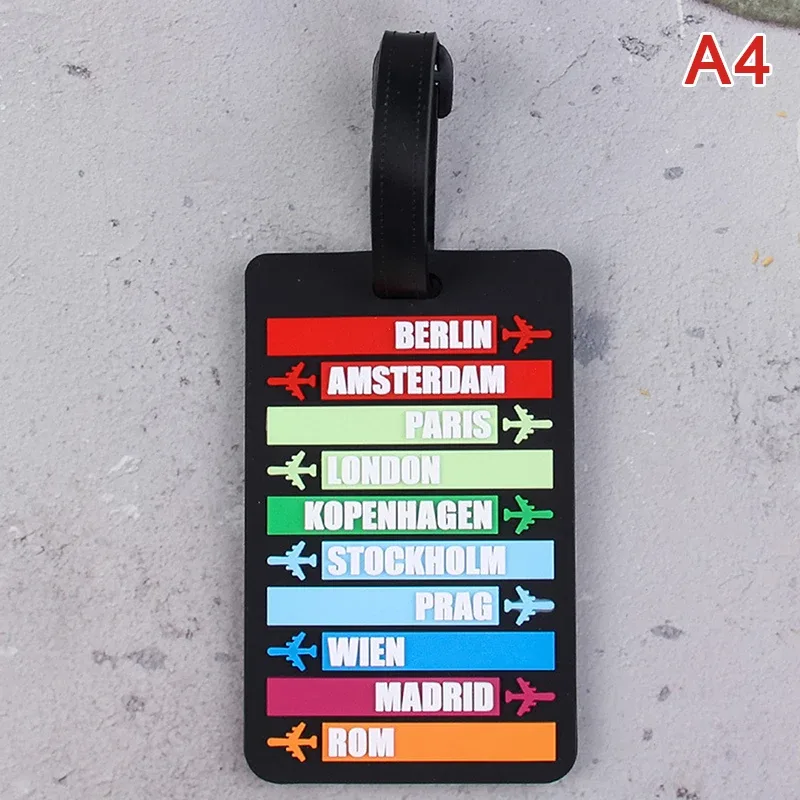étiquette de bagage en silicone, nom du pays, valise, lettres de mode, porte-adresse, étiquette de bagage, identifiant, accessoires de voyage