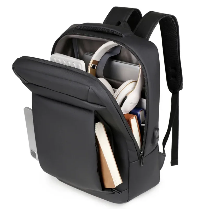 sac à dos simple et décontracté, imperméable, pour ordinateur de 14 pouces, avec charge rapide usb, sac à dos de grande capacité pour hommes et femmes
