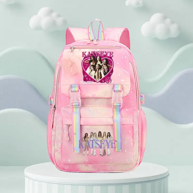 sac d'école katseye print, sac d'école pour élèves du primaire, sac à dos de voyage en plein air, sac à dos tendance pour filles, sac à dos pour enfants.