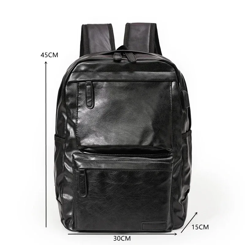 sac à dos de luxe en cuir pu souple pour hommes, grande taille, sac d'ordinateur, mode voyage camping, sacs d'école pour étudiants