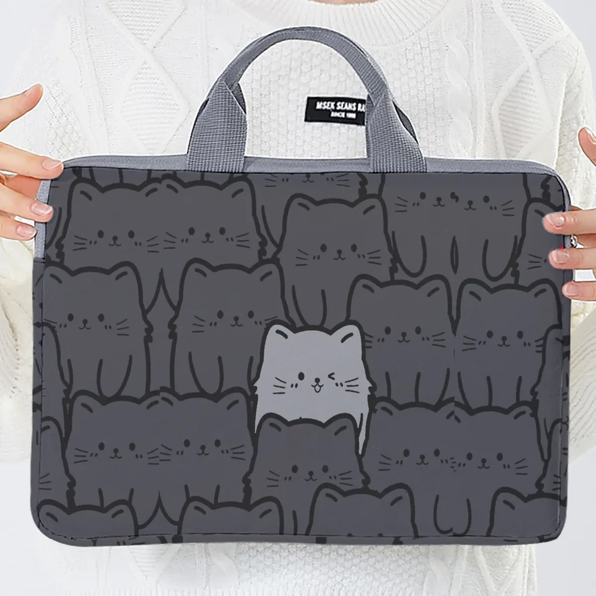 ensemble 1 pièce, sac pour ordinateur portable à motif de chat, mallette, adapté aux ordinateurs portables de 14 pouces, sac pour ordinateur portable fixe