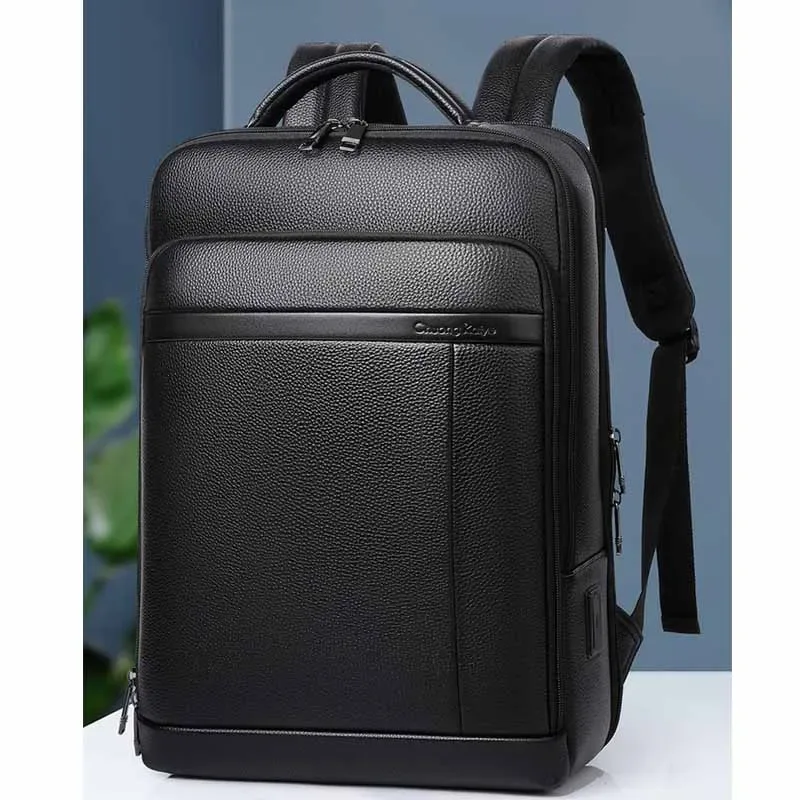 Nouveau sac à dos en cuir véritable pour homme avec port USB, grande capacité, sac pour ordinateur, sac à dos de voyage multifonctionnel tendance, 100% cuir de vache