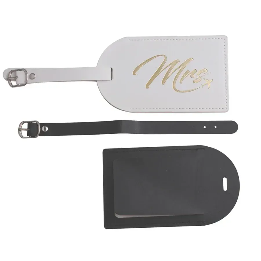 étiquette de bagage pour couples mr mrs, étiquette de valise suspendue avec nom, cartes d'identité, anti-perte, accessoires de voyage en cuir pu pour vol, 2 pièces/ensemble