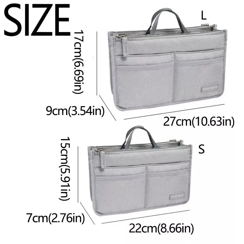 trousse de toilette de voyage en polyester durable, imperméable, avec double fermeture éclair, grande capacité, organiseur de sac, sac d'insertion