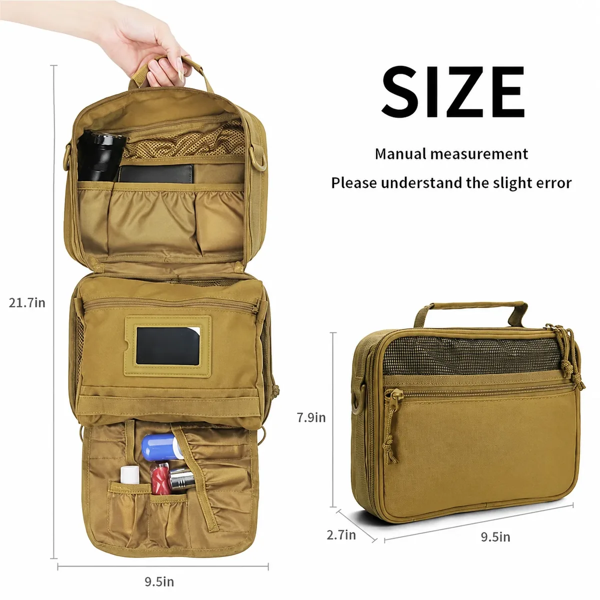 trousse de toilette tactique pour hommes, trousse de rasage et d'hygiène suspendable utilitaire pour voyage, pochette tactique molle edc