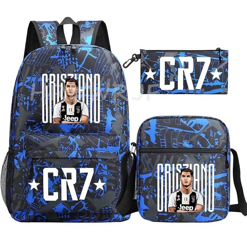ensemble de sacs à dos imprimés sports cr7 pour adolescents, sacs d'école décontractés adaptés aux garçons et aux filles, mochilas de voyage légères