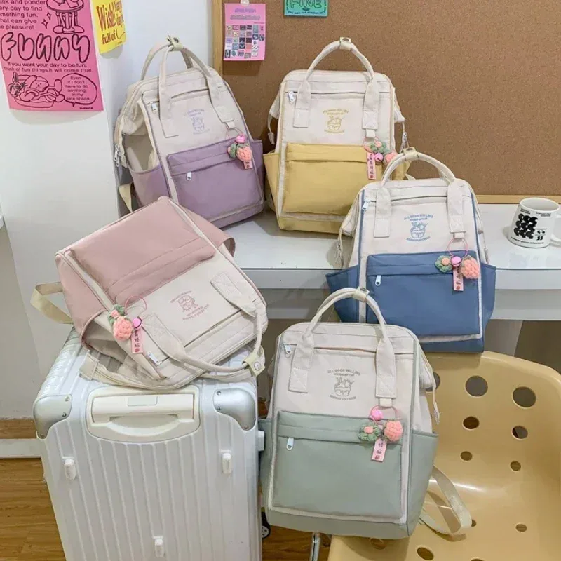sac à dos imperméable tendance japonaise, assorti aux couleurs, pour femmes et filles, grande capacité, pour les voyages de loisirs, les week-ends sportifs, le sport