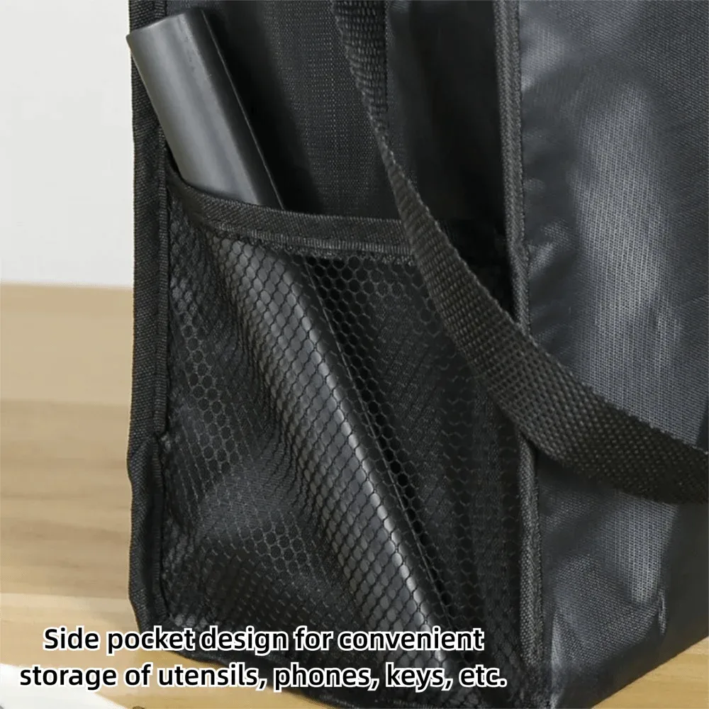 nouvelle sacoche isotherme grande capacité en film aluminium noir, sac à lunch épaissi pour garder les aliments au chaud