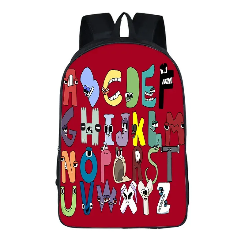 Sac à dos Alphabet Lore avec périphériques de jeu, imprimé légende de lettres, sac à dos pour école primaire et secondaire
