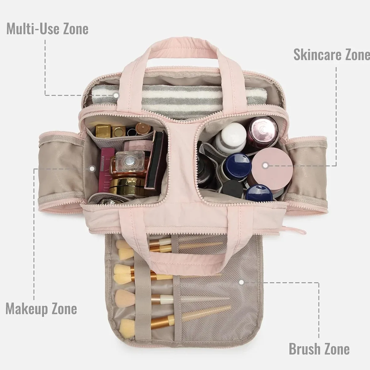 sac de voyage multifonctionnel yanzai, grande capacité, organisateur de maquillage, sac à main portable pour cosmétiques, papeterie, livres