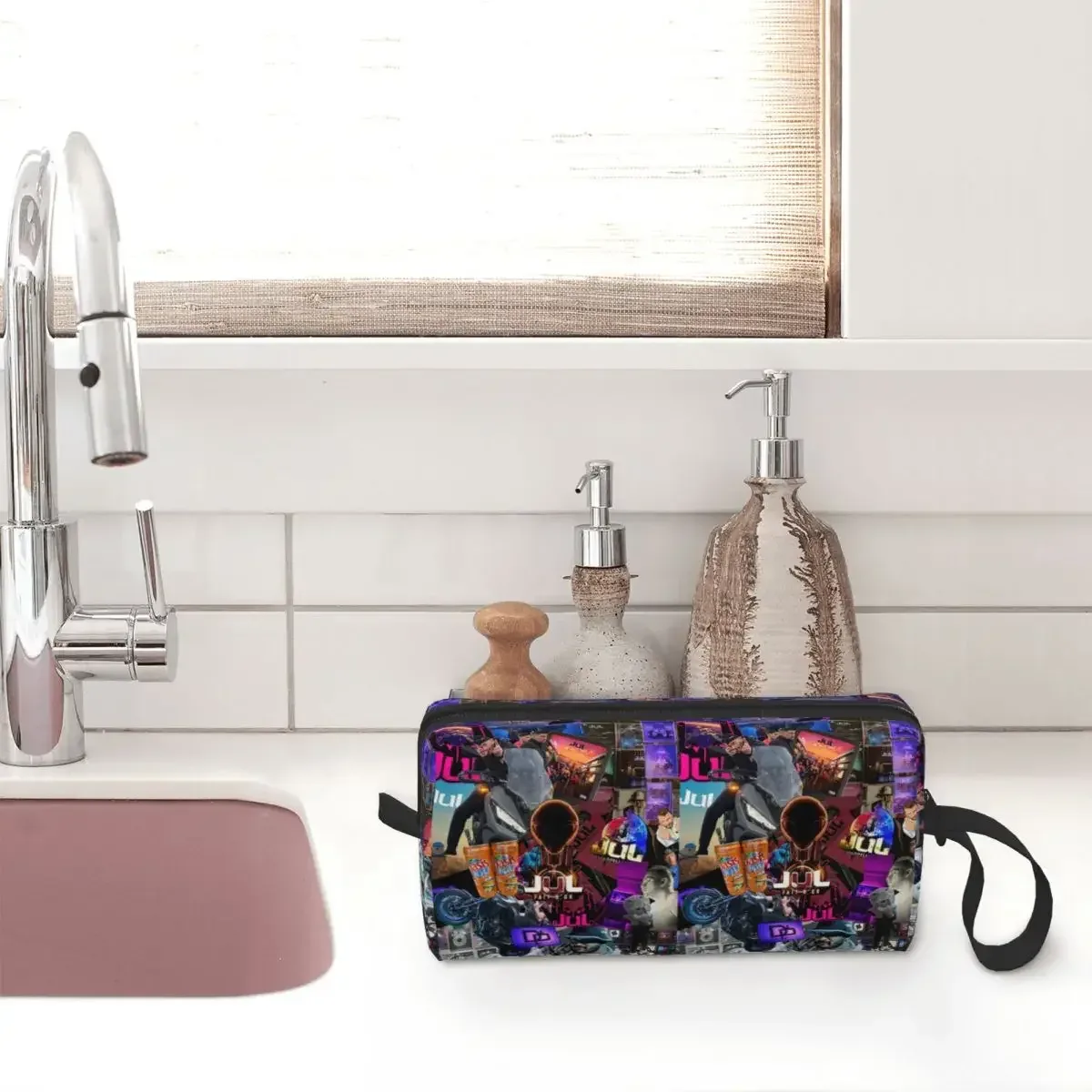 jul france rapper trousse de maquillage, organisateur de cosmétiques, trousse de toilette pour femmes, trousse à crayons
